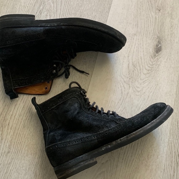 Antonio Maurizi lace-ups booties suede wingtip made in Italy black distressed main image 4